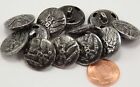 12 Puffed Antiqued Silver Tone Metal Buttons Eagle VERY Light 3/4" 19MM # 6141