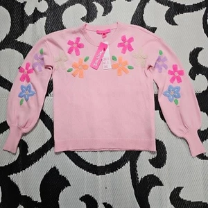Lilly Pulitzer Laletta Embroidered Sweater Calla Lilly Pink XS New NWT - Picture 1 of 8