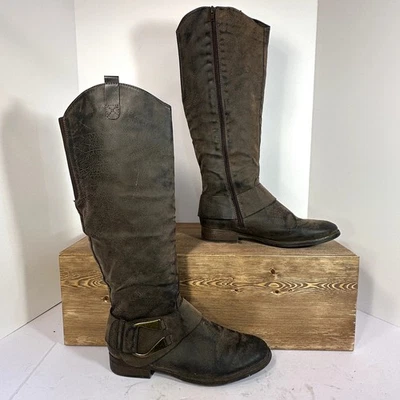 Botas de montar altas Ruff Hewn VENOM para mujer 10M marrón imitación cuero bloque hasta la rodilla Foto 1 de 4