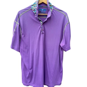IBKUL Polo Shirt XL Purple Green Short Sleeve Pullover Performance Golf - Picture 1 of 5