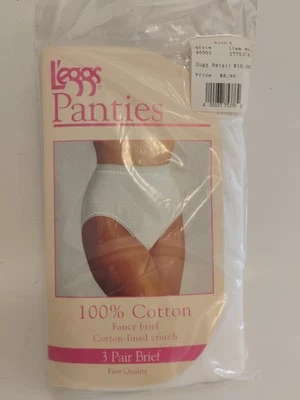 Bragas vintage L'eggs talla 8 - 100 % algodón calzoncillo elegante 3 pares blancas Foto 1 de 4