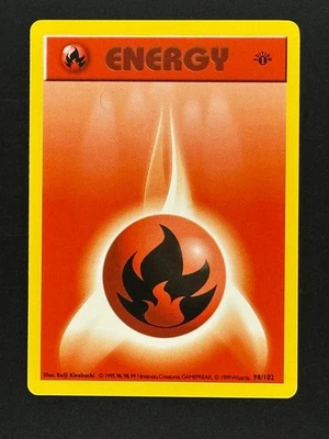 1st Edition Shadowless Fire Energy 98/102 Base Set Rare Vtg Pokemon Never Played - Image 1 of 2