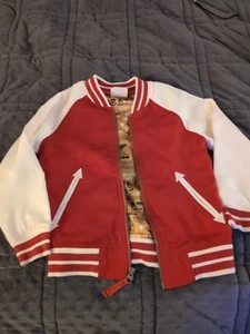 OshKosh Genuine Kids Bomber Varsity Jacket 4T Red White Lion  Zip Coat RARE - Picture 1 of 8