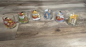 6er Set VERSCHIEDENE! Vintage 1978 Garfield McDonalds Jim Davis Glas Kaffeetassen! - Bild 1 von 12