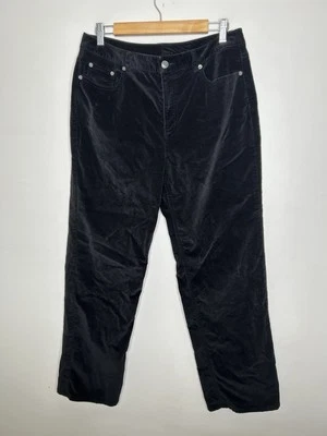 Talbots Velvet Pants Jeans Women's Black Stretch Straight Leg Vtg Size 12 Petite - Image 1 of 4