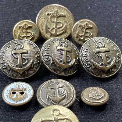 Navy / Nautical Brass Buttons – Scovill Mfg Co. Waterbury + Other - Image 1 of 4