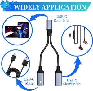 USB C Splitter USB C auf 2USB C Buchse Adapter Typ C Doppel Splitter Kopfhörer... - Bild 1 von 12