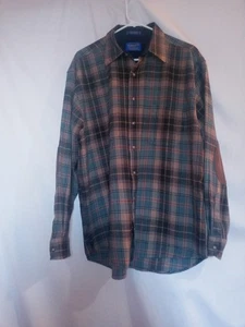 Pendleton Wool Tartan Trail Shirt Macinnes Plaid Elbow Patch XL Has Damage - Picture 1 of 12