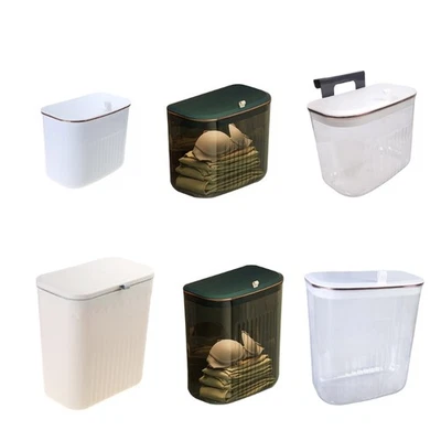 Cabinet Door Hanging Trash Can Bathroom Garbage Basket Space Saving Small Bin - Image 1 of 4