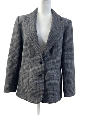 Blazer para mujer Boundary Waters talla 12 gris pura lana a cuadros tweed a cuadros Foto 1 de 4