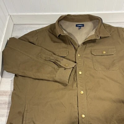 Croft & Barrow Vellón Forrado Shaket Hombres Talla XL Lona Tareas Granero Botón a Presión Oliva Foto 1 de 4