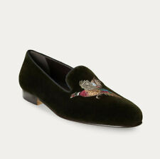 Ralph Lauren Purple Label Alonzo Embroidered Velvet Slippers Shoes New $750