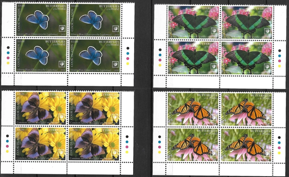 COOK ISLANDS - 2020 MNH "BUTTERFLIES (PART II)" Complete Set , Block Of 4 !!! - Image 1 of 1