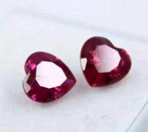 7 MM Natural Ruby Heart Shape CERTIFIED RED Loose Gemstone PAIR - Picture 1 of 8