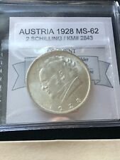 1928  Austria, 2 Schilling, Coin Mart Graded**MS-62** KM#2843  #1