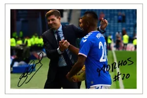 STEVEN GERRARD & ALFREDO MORELOS signed Autogramm FOTO Unterschrift Druck RANGERS - Bild 1 von 1