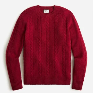 J. Crew Herren gebürstet 100 % Wolle Knoll Garne Zopfmuster Pullover rot $ 148 NEU M - Bild 1 von 1