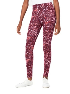 Justice Girls Leggings Full Length Maroon Paint Splatter Pattern Size 16/18 - Picture 1 of 12