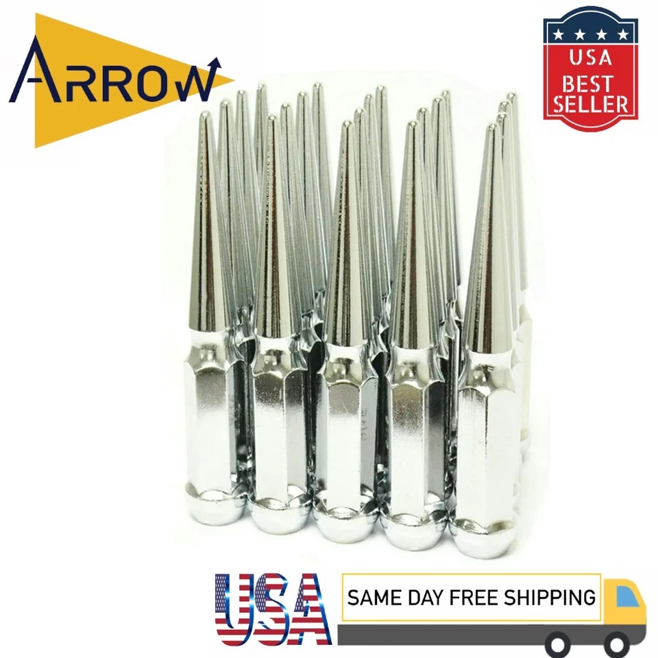 Tuercas de clavos y llave 32x 6" extra altas cromadas M14x1,5 aptas para furgoneta Nissan/Chevy/GMC Foto 1 de 4