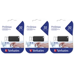 3PK Verbatim Store'n'Go Pinstripe 32GB USB Storage Stick Drive For Laptop/PC BLK - Picture 1 of 1