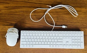HP HEWLETT PACKARD LIFESTYLE WIRED USB KEYBOARD TPC-P001K & MOUSE WHITE COMBO - Picture 1 of 4