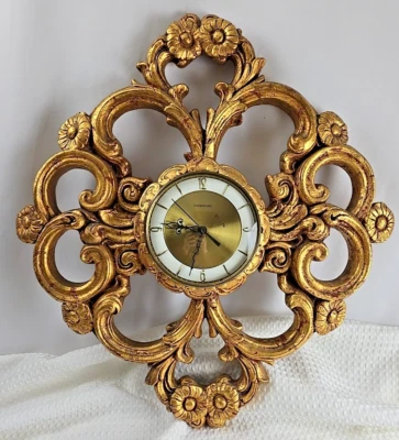 Reloj de Pared Overocean De Colección Adornado Grande Pesado Yeso Dorado Pintura Chippy Acabado Foto 1 de 4