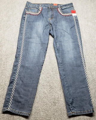 Pantalones de mezclilla V Cristina para mujer 14 azules botones cremallera 5 bolsillos pierna recta nuevos Foto 1 de 4