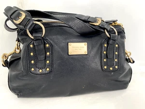 VTG Michael Kors Black Pebble Leather Zip Tote Hobo Bag Purse Shoulder Bag Studs - Picture 1 of 21