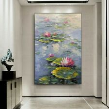 Canvas Hand-painted oil painting Water lilies Unframed Wall decor art