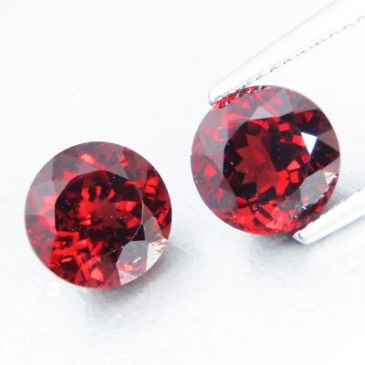 7.13Cts Natural Amazing Rerd Color Pyrope Garnet 8mm Round Matching Pair - Image 1 of 4