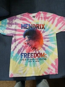 Authentic Jimi Hendrix Brand Freedom Tye Dye Rock Shirt Large one Hole Festival - Picture 1 of 8