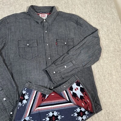 Levis Gray Snap Front Shirt Men’s XL Aztec Flannel Lined Shacket - Image 1 of 4