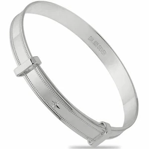 Sterling Silver Bracelet for Baby Girl Shower - Baptism, Christening Bangle Gift - Picture 1 of 12