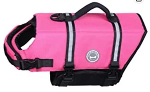 Vivaglory Ripstop Dog Life Jacket Reflective Adjustable Life Vest Medium Pink - Picture 1 of 4