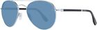 Ermenegildo Zegna ZC0002 18V Shiny Silver Oval Blue 56-20-140mm Men's Sunglasses
