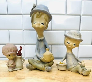 RARE VINTAGE Figurines Trixie Poppet  Retro Boy & Girl   Large 9.5" Estate NICE - Picture 1 of 18