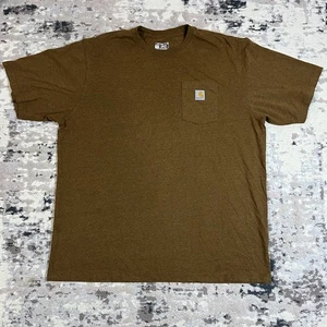 Camisa Carhartt Para Hombres 2XLT Marrón Bolsillo Cuello Redondo Peso Pesado Trabajo Calce Suelto K87 - Imagen 1 de 7