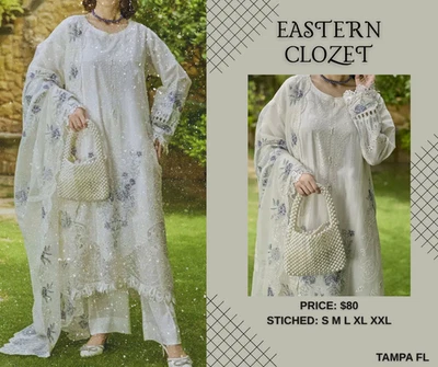 Luxury Lawn Pakistani Stitched Shalwar Kameez Suit Women Designer Dress wedding - Image 1 of 4