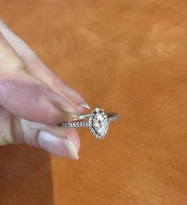 10k White Gold Marquise Cut Diamond Ring Size 7 Lab Created - Picture 1 of 7