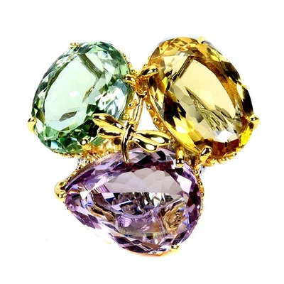 Anillo de plata de ley 925 ametrino 47,2 quilates amatista citrino hecho a mano tamaño de joyería  Foto 1 de 4