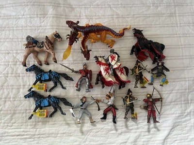 Papo Plastoy Safari Ltd Dragón Medieval Justing Caballeros LOTE de 14 NUEVO Foto 1 de 4