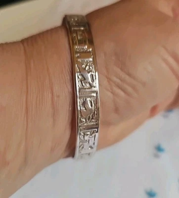 Taxco Mexico Sterling Silver Hand Stamped Sterling Silver Bangle Bracelet 17.3Gr - image 1 of 4