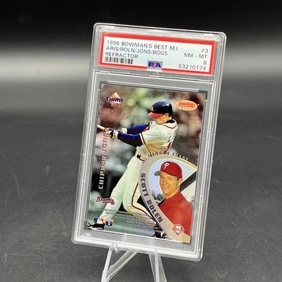 Bowman's Best Mirror Image Jones, Rolen, Boggs, Arias 1996, refractor PSA 8 Foto 1 de 3