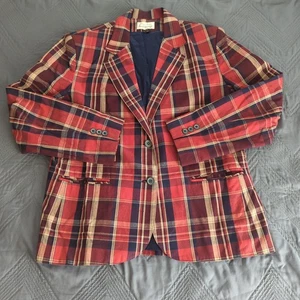Vintage Donnkenny Plaid Blazer Women’s 18 Red Tartan Holiday Party Jacket - Picture 1 of 5