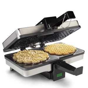 Pizzelle Maker - Antihaft Elektrische Pizzelle Bäcker Presse Macht Zwei 5 Zoll Kekse - Bild 1 von 7