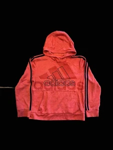 Boys Adidas Red Athletic 3 Stripe Hoodie Sweatshirt Sweater Size M (10/12) - Picture 1 of 7