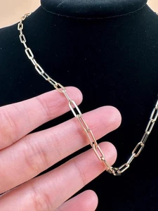 14k Gold Paperclip Necklace Italian Style Solid Gold Lightweight 18 Inch - Picture 1 of 4