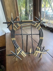 Antiguo marco de ramita rústico con forma de herradura arte popular Adirondack años 1910-1930 - Imagen 1 de 11