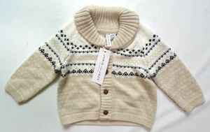 NWT Janie & Jack Knit Shawl Cardigan Fair Isle Grandpa Sweater Size 3 - 6 Months - Picture 1 of 5