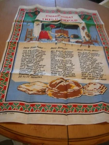 Vintage IRISH LINEN  DISH TOWEL: Traditional Irish Bread Recipe 30" x 20" Unused - Picture 1 of 5